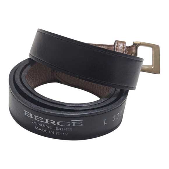 BERGE Genuine Black Leather Belt L303 Made In Italy. M/L check‎ measurements. - Picture 1 of 5